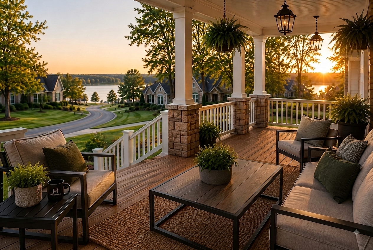 Sunrise over a lake from Todd McKeever's porch